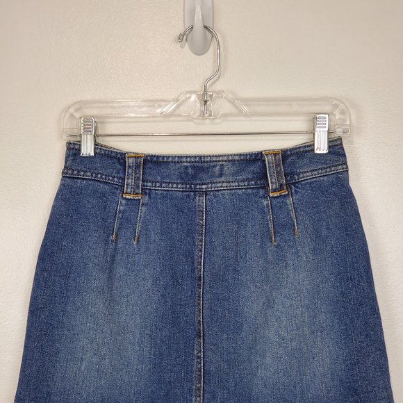 LOFT Medium Wash Ruffle Hem Denim Jean Skirt Size 2P - Picture 6 of 11
